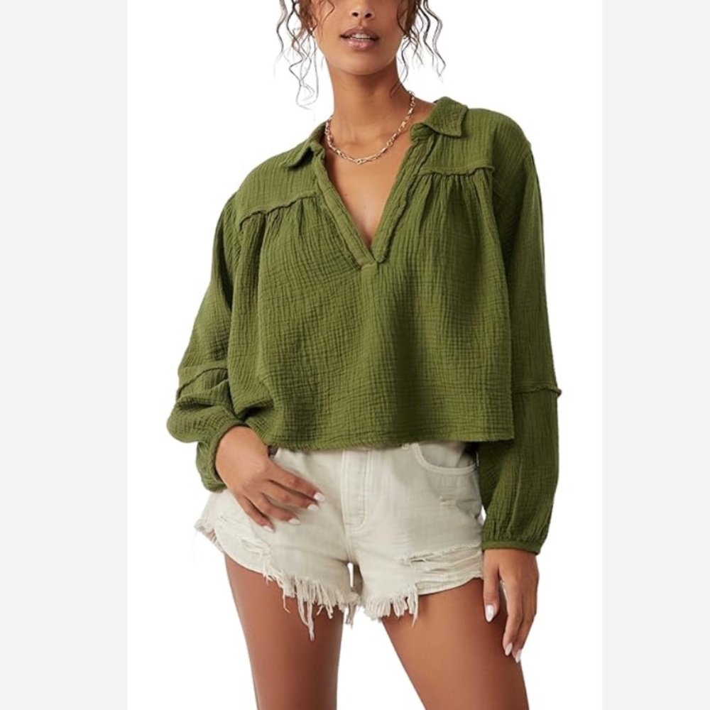 Free People Yucca Double Cloth Top - XL